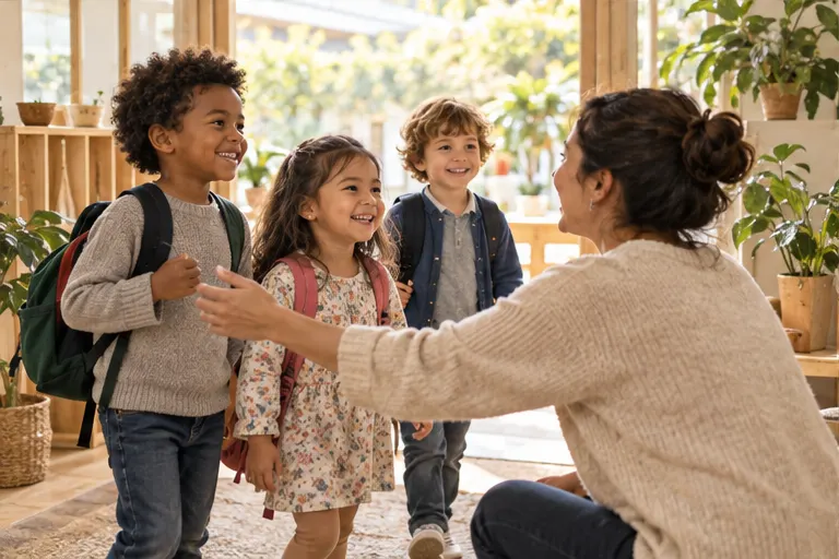Children exploring hands-on learning materials